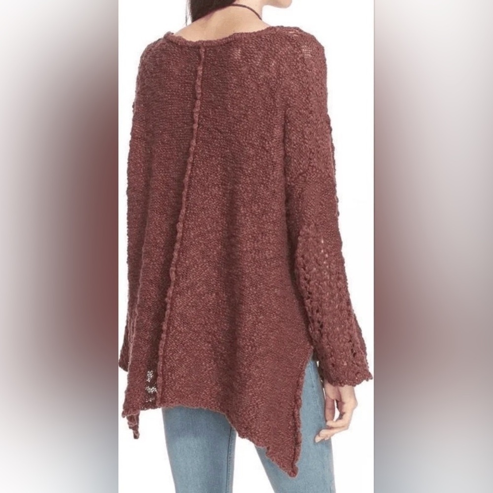 Free People- Pretty Pointelle Chunky Knit Sweater in Dusty Purple, Size XS - Picture 2 of 12